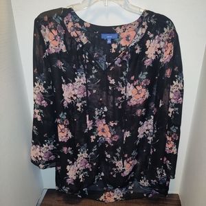 Apt 9 Black Floral Blouse - XL